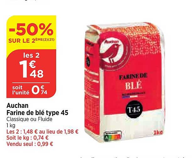 auchan farine de blé type 45