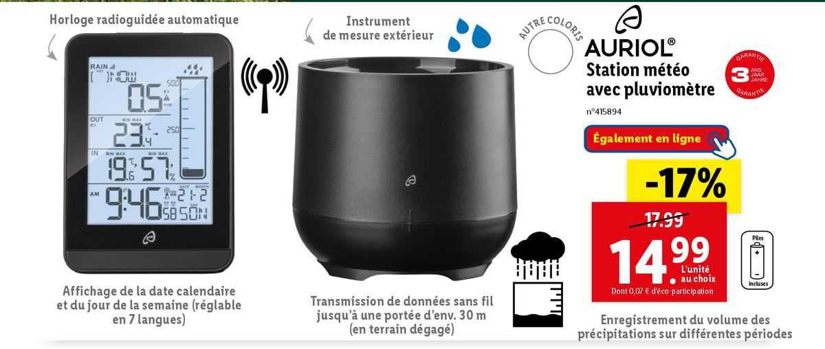 auriol station météo avec pluviomètre