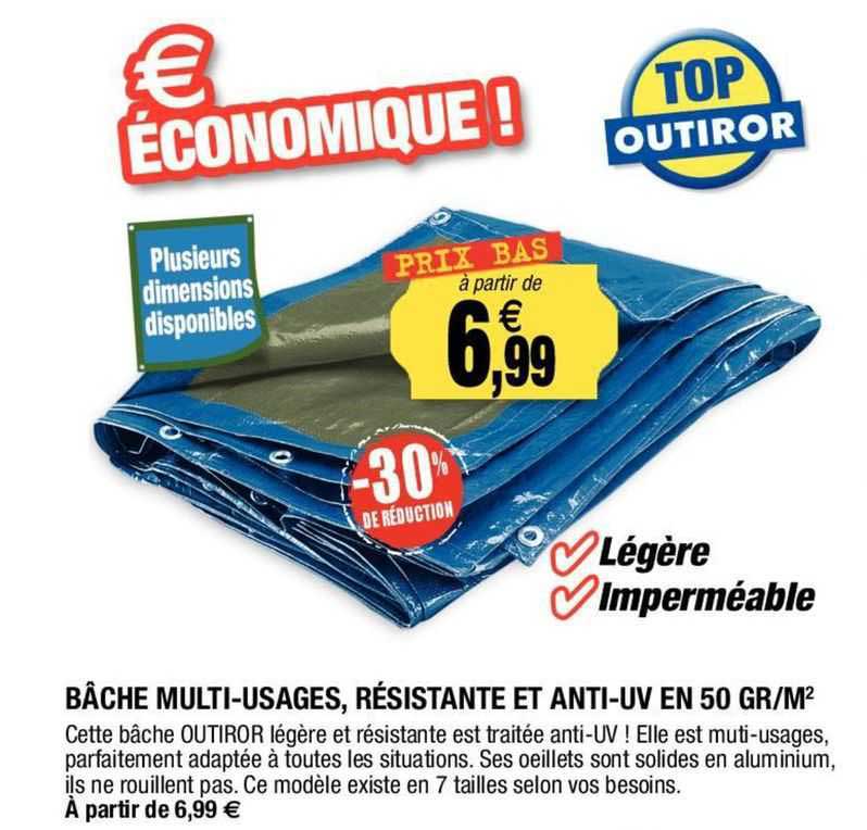 bâche multi-usages, résistante et anti-uv en 50 gr/m²