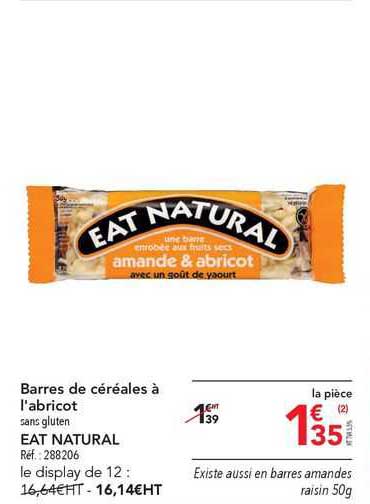 barres de céréales à l'abricot eat natural