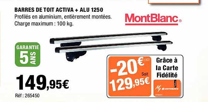 barres de toit activa + alu 1250 montBlanc