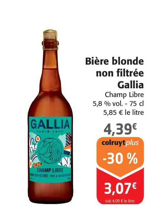 bière blonde non filtrée gallia