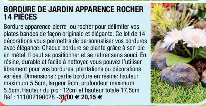 bordure de jardin apparence rocher 14 pièces