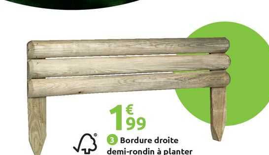 bordure droite demi-rondin à planter