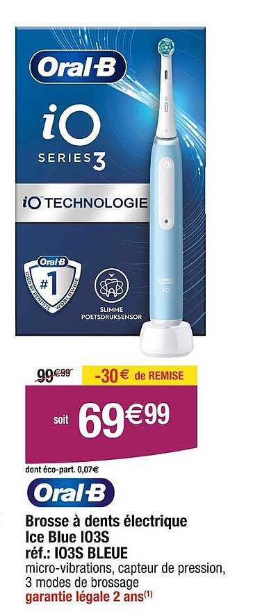 brosse à dents électrique ice blue io3s oral-b