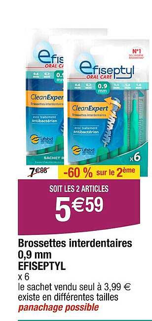 brossettes interdentaires 0,9 mm efiseptyl