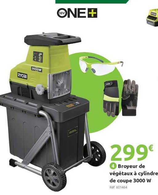 broyeur de végétaux à cylindre de coupe 3000 w ryobi