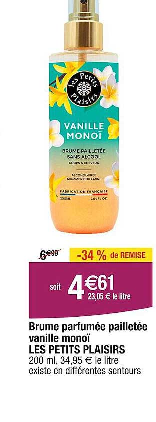 brume parfumée pailletée vanille monoï les petits plaisirs