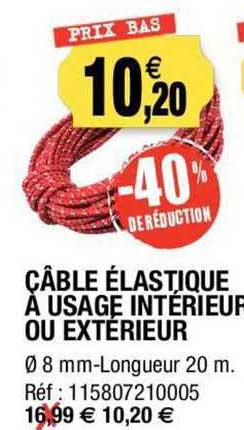 câble élastique à usage intérieur ou extérieur