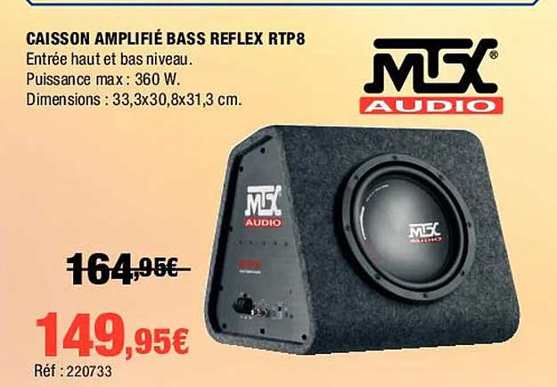 caisson amplifié bass reflex rtp8 mtx audio
