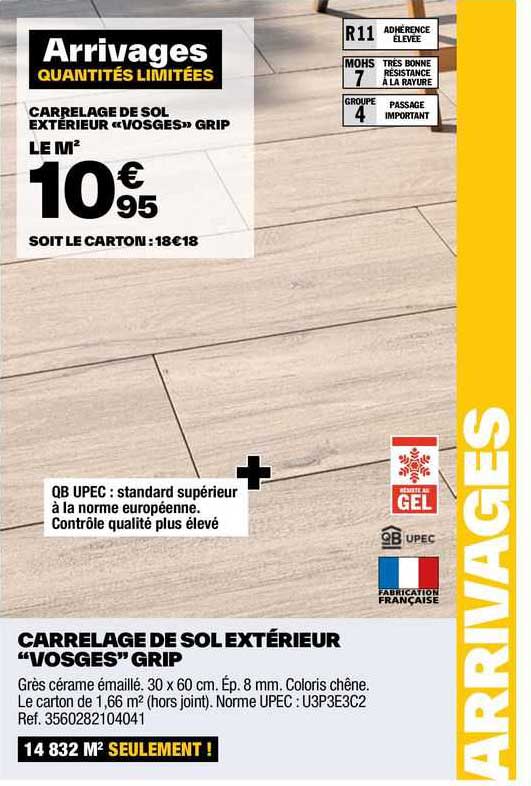 Carrelage De Sol Extérieur "vosges" Grip
