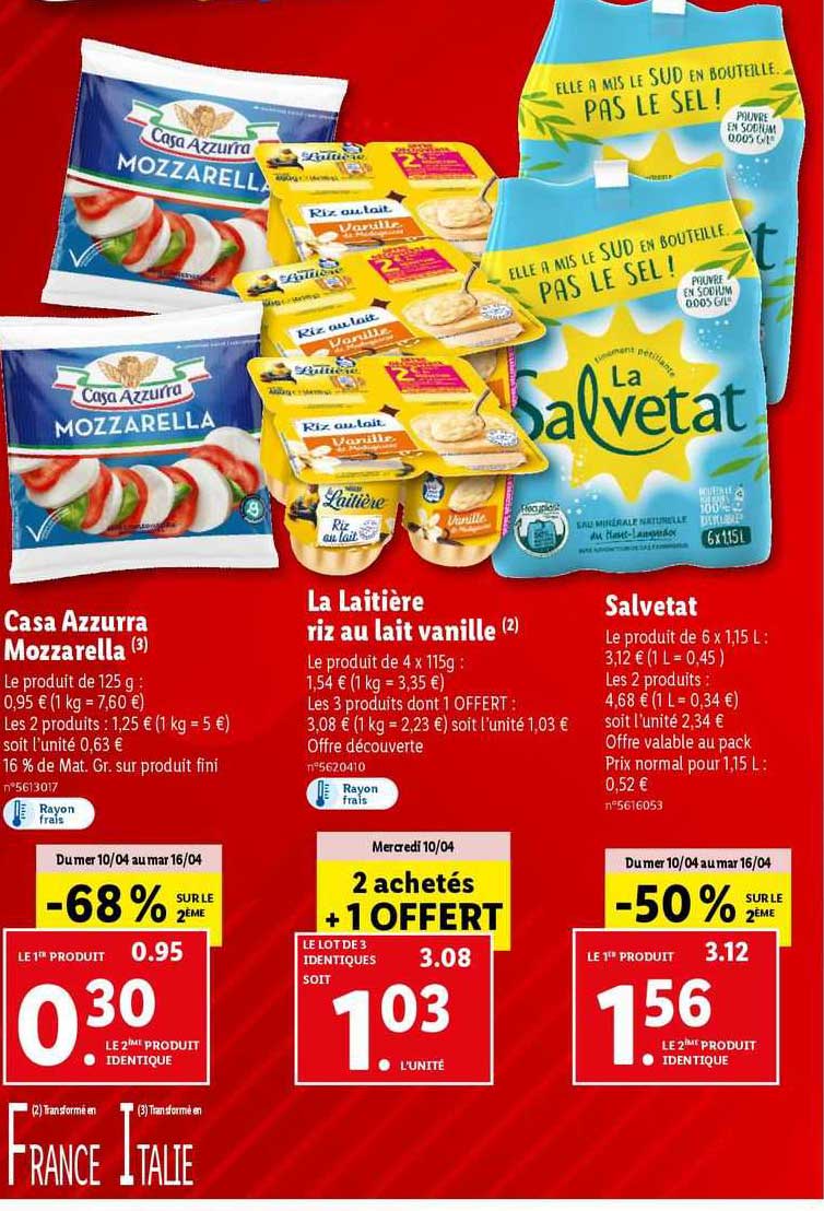 casa azzurra mozzarella la laitière riz au lait vanille salvetat