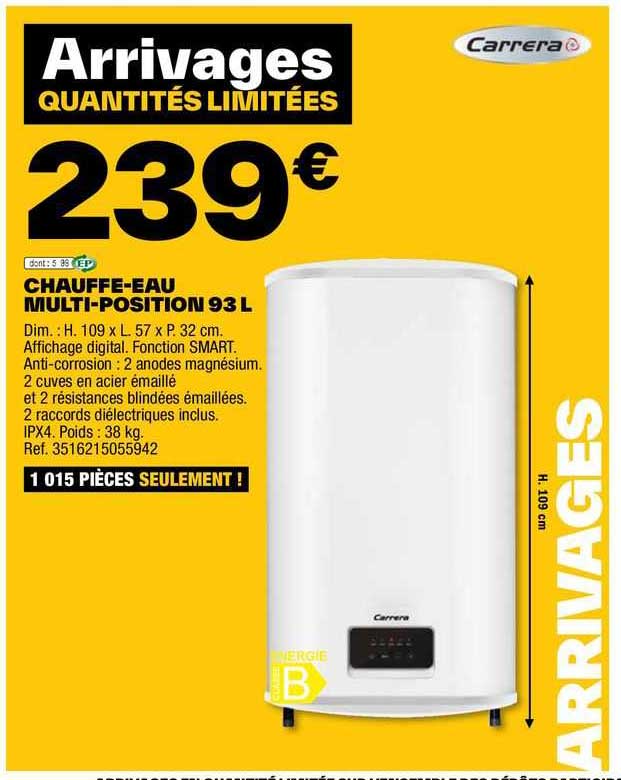 chauffe-eau multi-position 93 l carrera