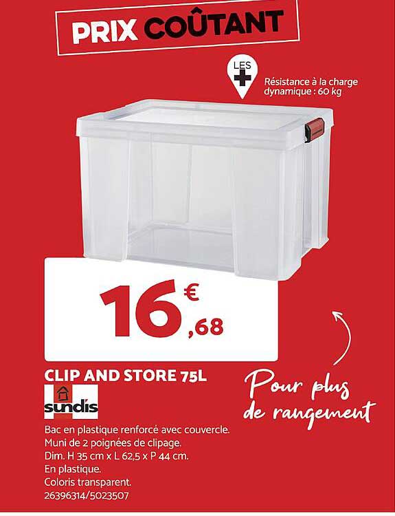 clip and store 75 l sundis