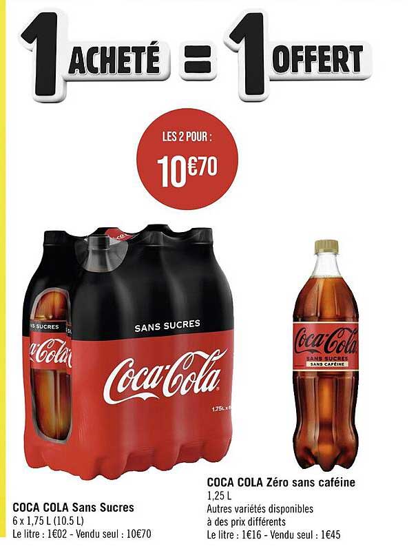 coca-cola sans  sucres, coca-cola zéro sans caféine