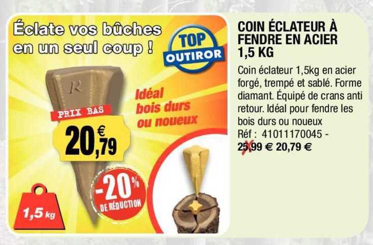 Coin éclateur à Fendre En Acier 1,5 Kg