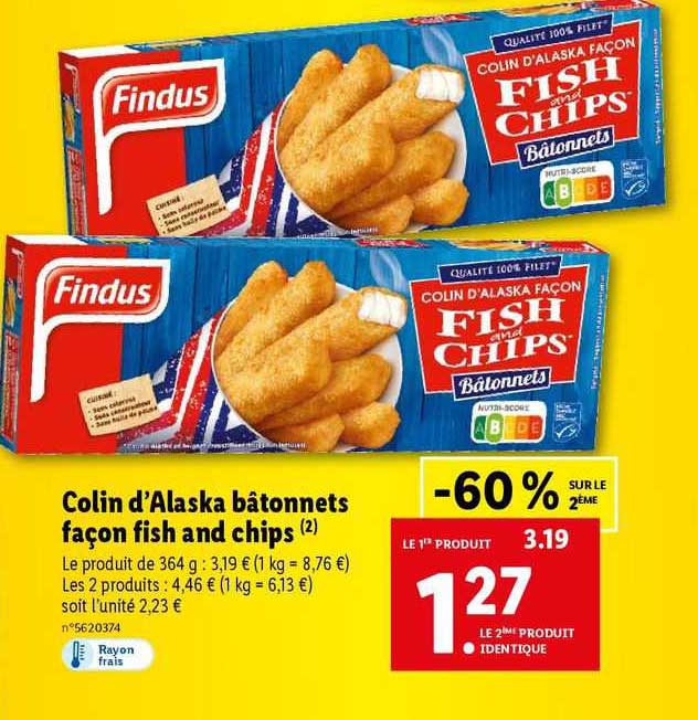 colin d'alaska bâtonnets façon fish and chips