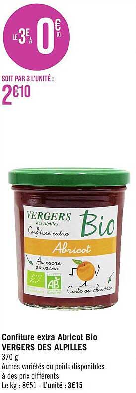 Confiture Extra Abricot Bio Vergers Des Alpilles