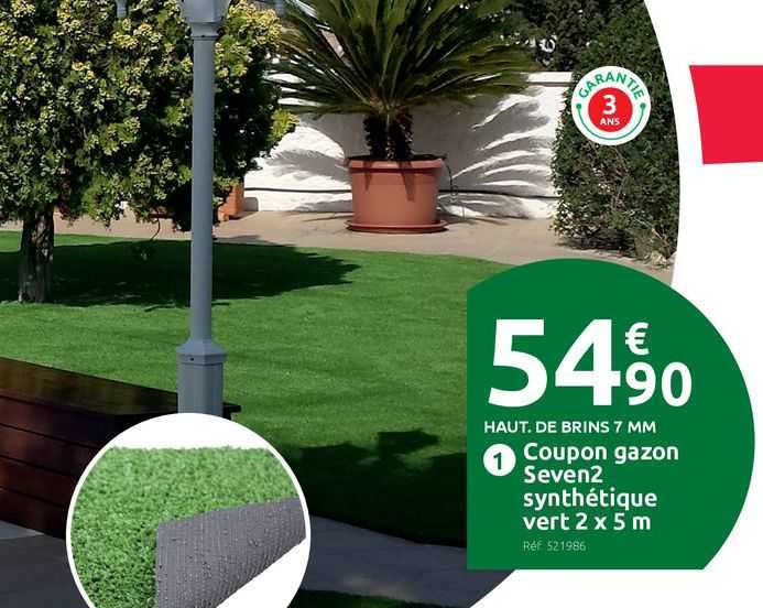 coupon gazon seven2 synthétique vert 2 x 5 m