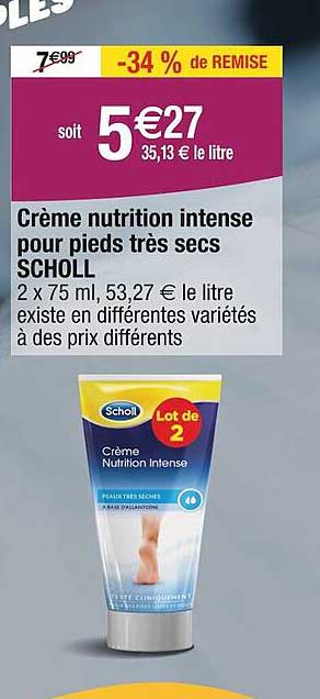 crème nutrition intense pour pieds très secs scholl