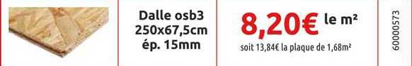 dalle osb3 250 x 67,5 cm ép. 15 mm