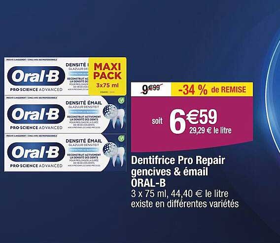 dentifrice pro repair gencives & émail oral-b