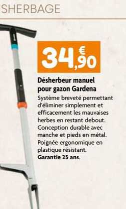 désherbeur manuel pour gazon gardena