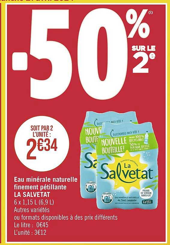 eau minérale naturelle finement pétillante la salvetat