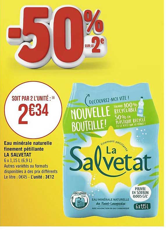 eau minérale naturelle finement pétillante la salvetat