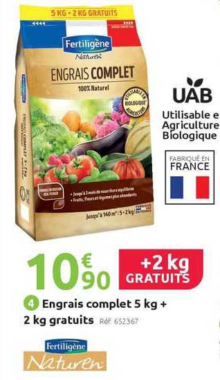 engrais complet 5 kg + 2 kg gratuits fertiligène