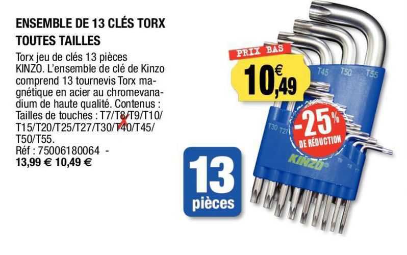 Ensemble De 13 Clés Torx Toutes Tailles