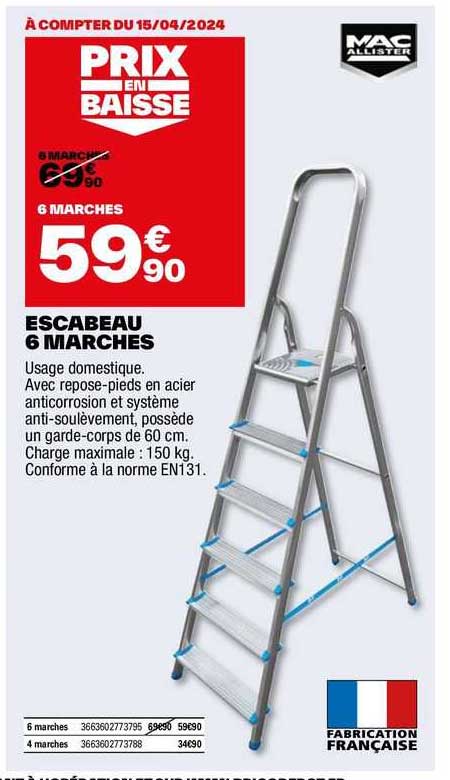 escabeau 6 marches mac allister
