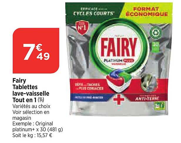 fairy tablettes lave-vaisselle tout en 1