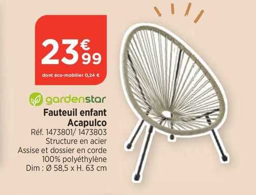 fauteuil enfant acapulco gardenstar