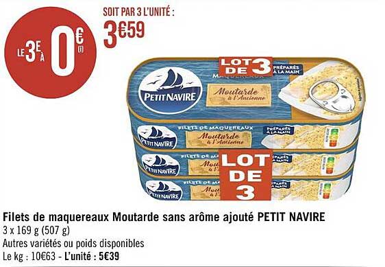 filets de maquereaux moutarde sans arôme ajouté petit navire