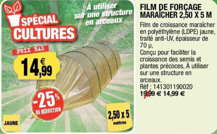 film de forçage maraîcher 2,50 x 5 m