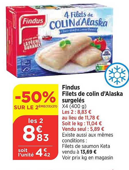 Findus Filets De Colin D'alaska Surgelés