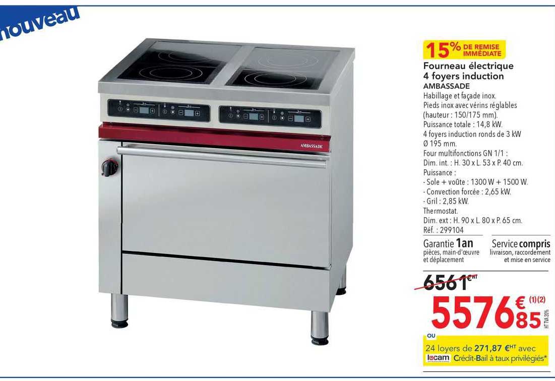 fourneau électrique 4 foyers induction ambassade