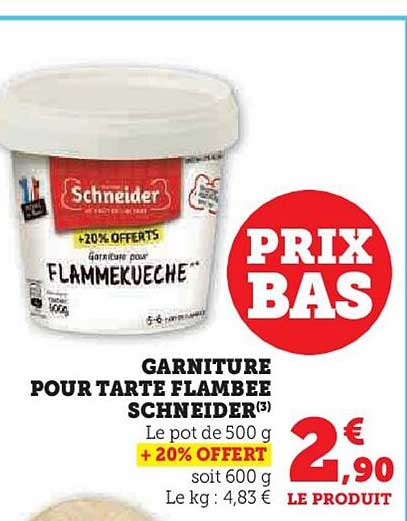 garniture pour tarte flambée schneider