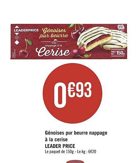 génoises pur beurre nappage à la cerise leader price