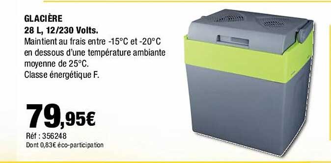 glacière 28 l, 12/230 volts