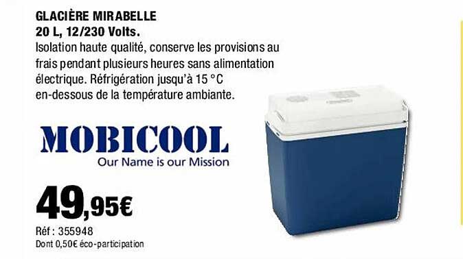 glacière mirabelle 20 l, 12/230 volts mobicool