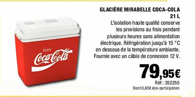 glacière mirabelle coca-cola 21 l