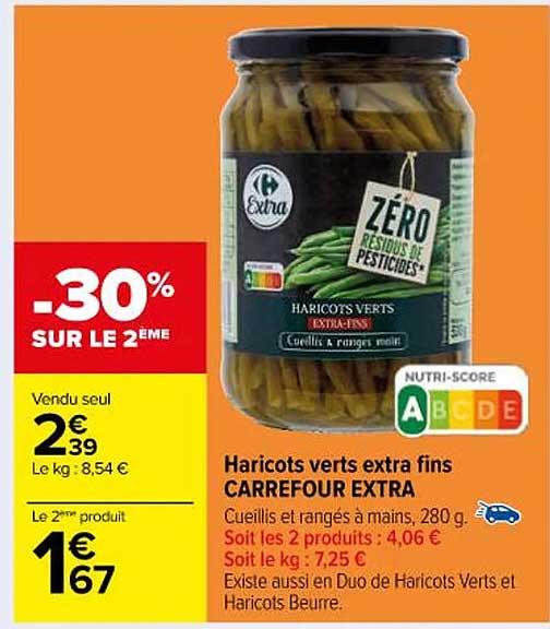 Haricots Verts Extra Fins Carrefour Extra