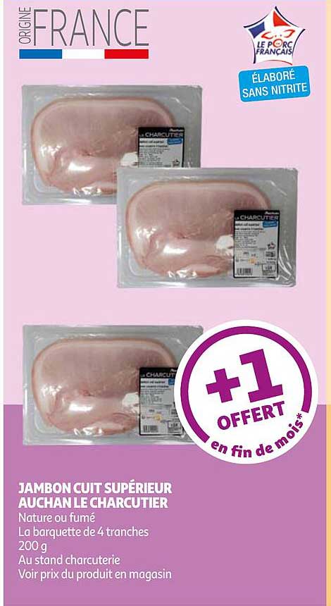 Jambon Cuit Supérieur Auchan Le Charcutier