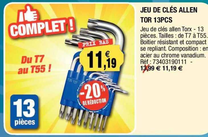 jeu de clés allen tor 13 pcs