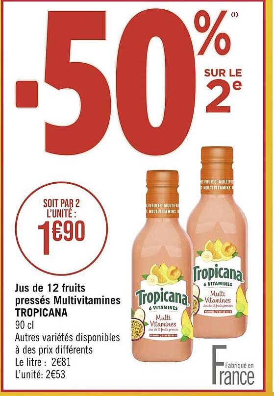 jus de 12 fruits pressés multivitamines tropicana