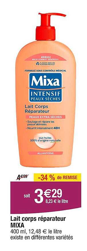 lait corps réparateur mixa