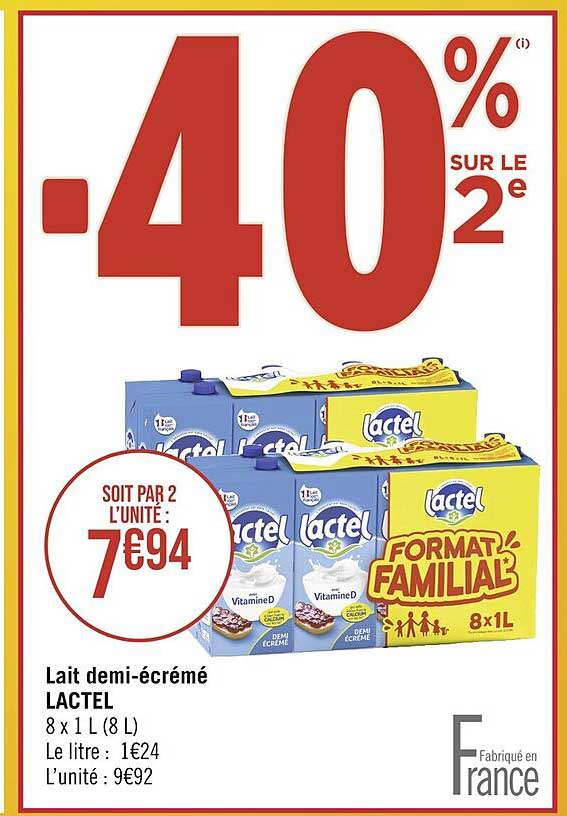 lait demi-écrémé lactel