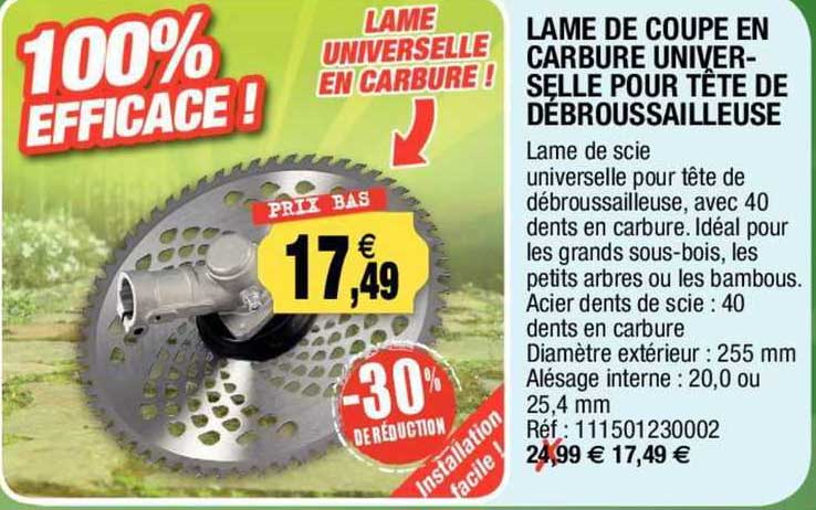 lame de coupe en carbure universelle pour tête de débrouissailleuse